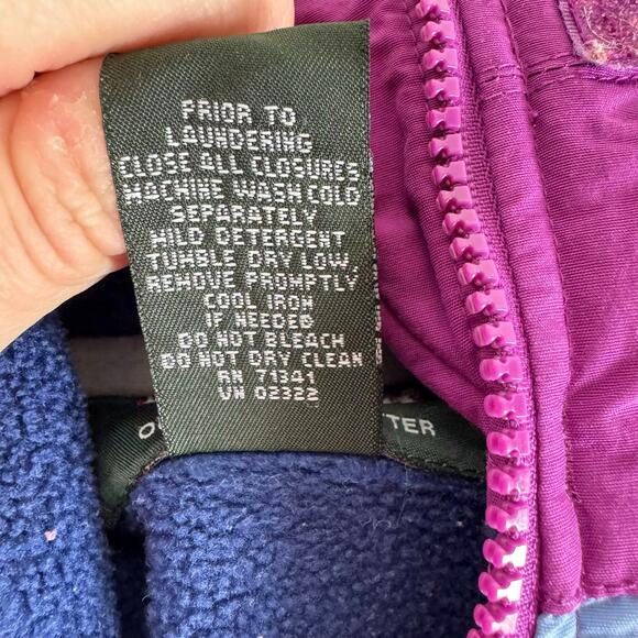 Vintage L.L. Bean Purple Blue Full Zip Hooded Fleece Lined Coat Sz Infant 6-12M - Picture 9 of 9